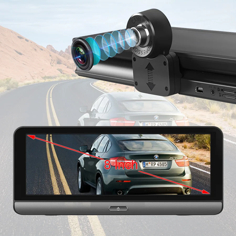 Автомобильный видеорегистратор TOPSOURCE 8 дюймов HD 1080 P двойной объектив камера авто