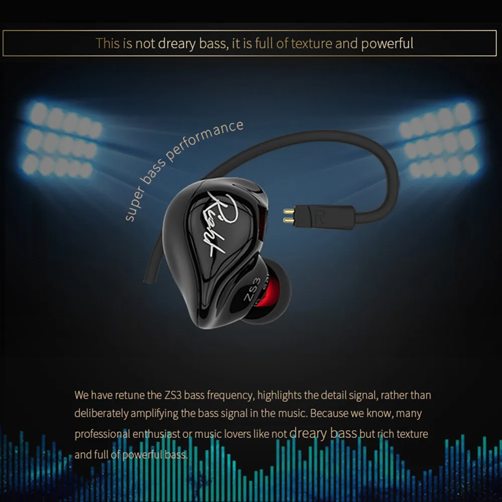 KZ ZS3 износ наушники гарнитура двойной бас HIFI наушники-вкладыши телефон гарнитура для спорта и телефона auriculares con кабель Прямая поставка