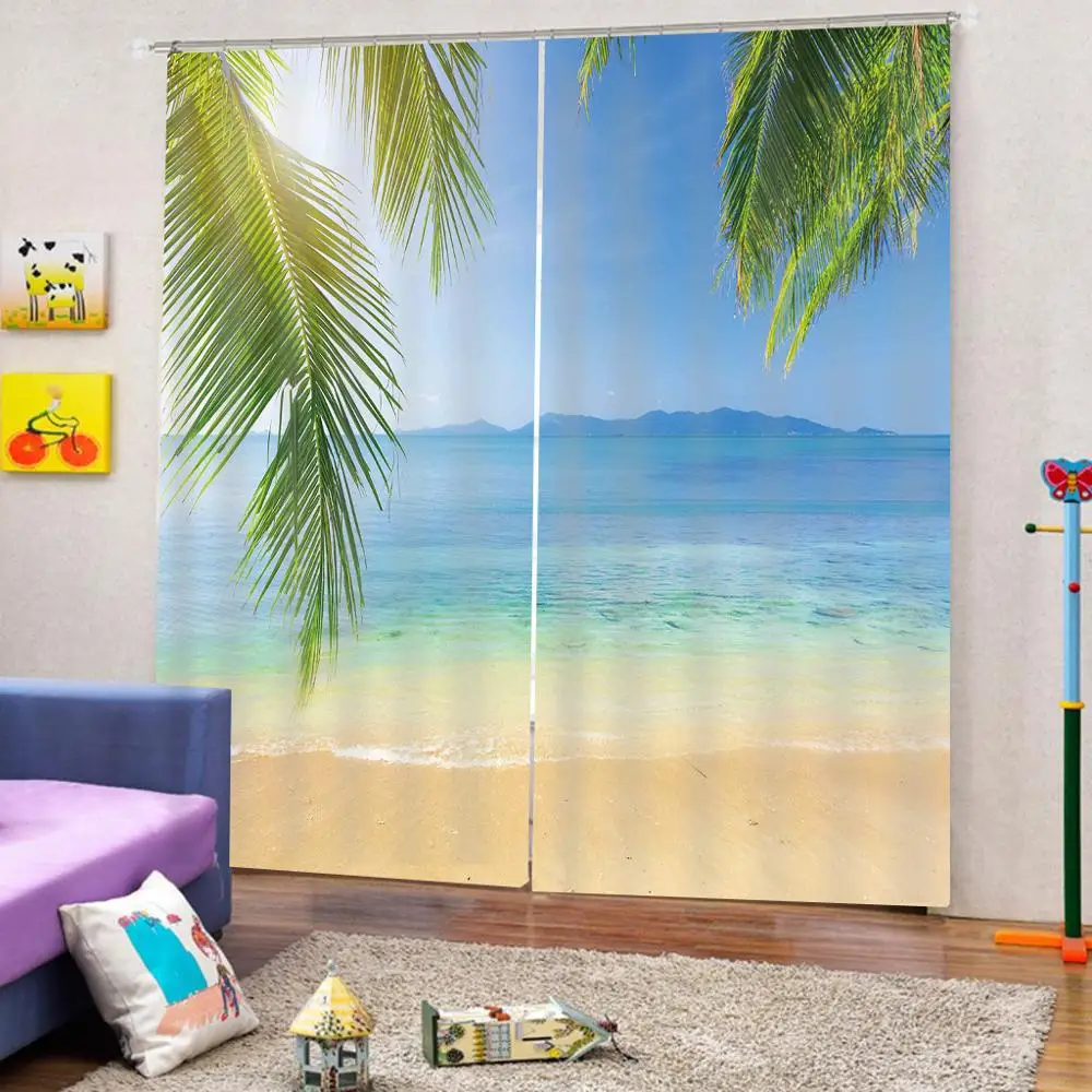 Luxury Blackout 3D Window Curtains For Living Room beach tree curtains for bedroom curtain | Дом и сад