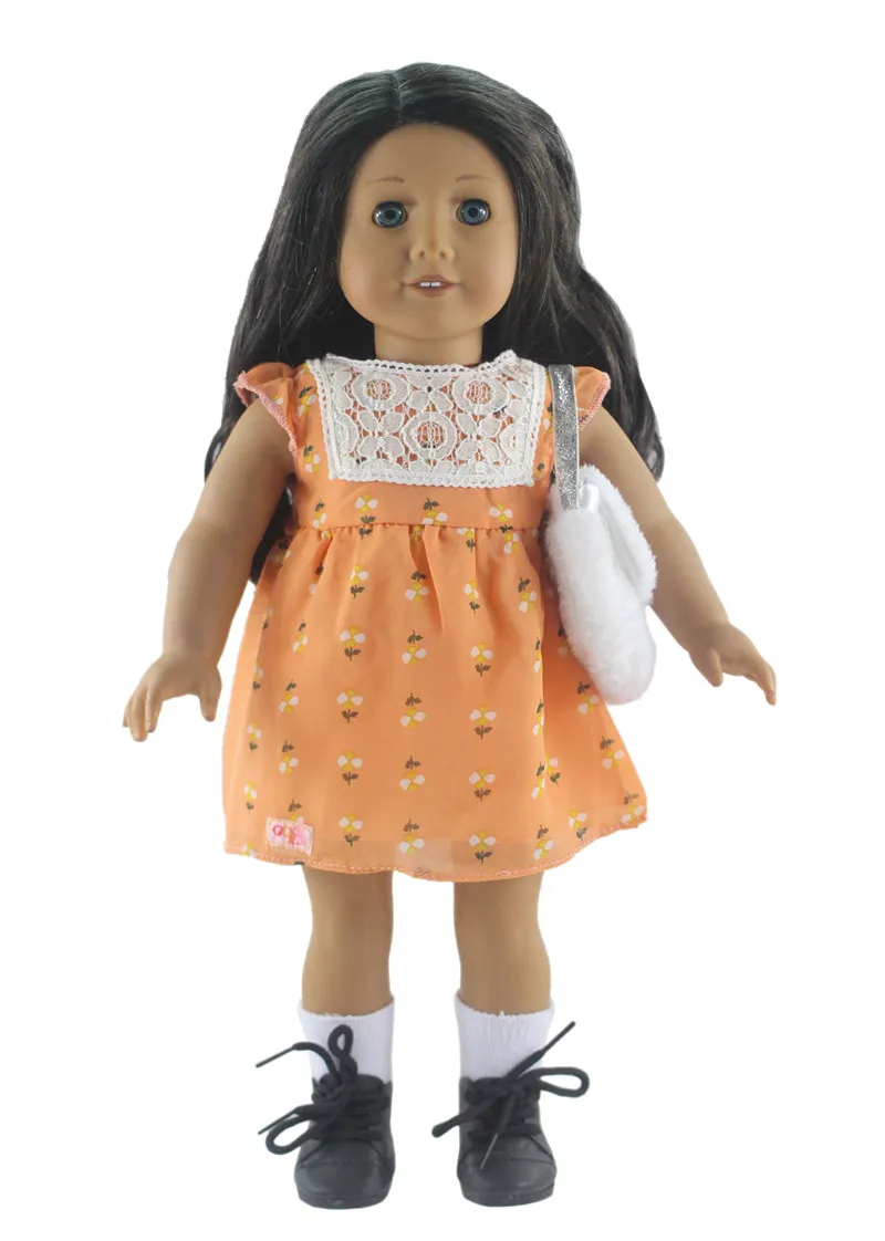 Горячая распродажа! Юбка принцессы ручной работы для отдыха, 1 комплект, для американской куклы 18 дюймов, обувь, носки, сумка L14 от AliExpress WW