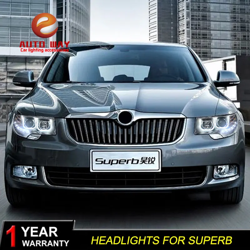 Высококачественный чехол для автомобиля для Skoda Superb 2009-2013 фары светодиодный фары DRL Объектив Двойной Луч Ксенон