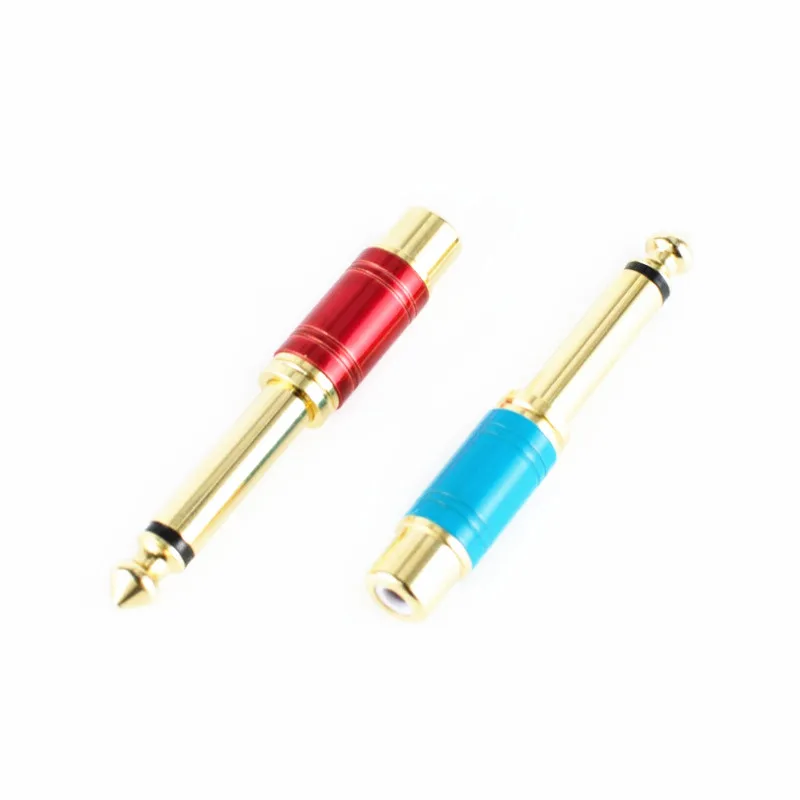 10 шт./лот медный 6 35 мм 1/4 &quotМужской моно штекер к RCA гнезду аудио адаптер