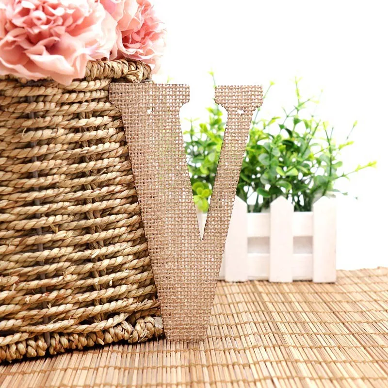 22 Hessian письмо A-Z No.0-9 джутовая ткань деревенский Мешковина баннеры флаги конфеты бар Винтаж День Рождения Вечеринка Свадебный декор - Цвет: 22