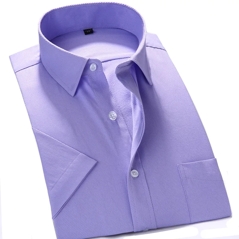 Мужская деловая Однотонная рубашка из 100% хлопка с коротким рукавом летняя новая
