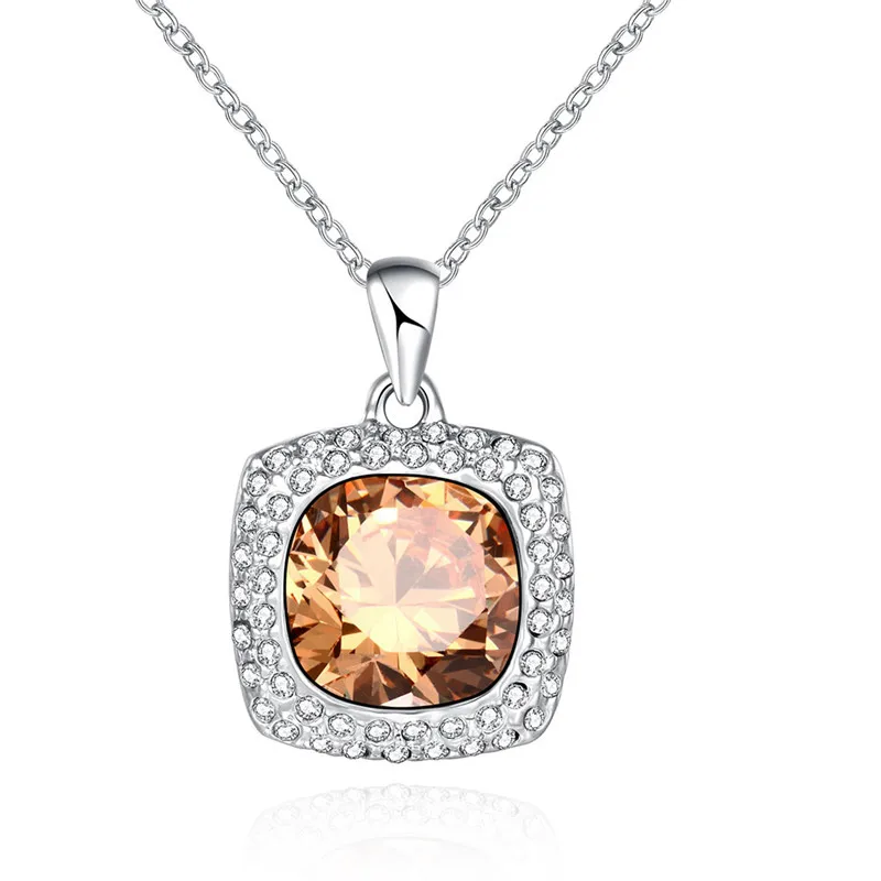Цепочки и ожерелья из AKN067-B fine jewelry с серебряным покрытием цвета шампанским камня