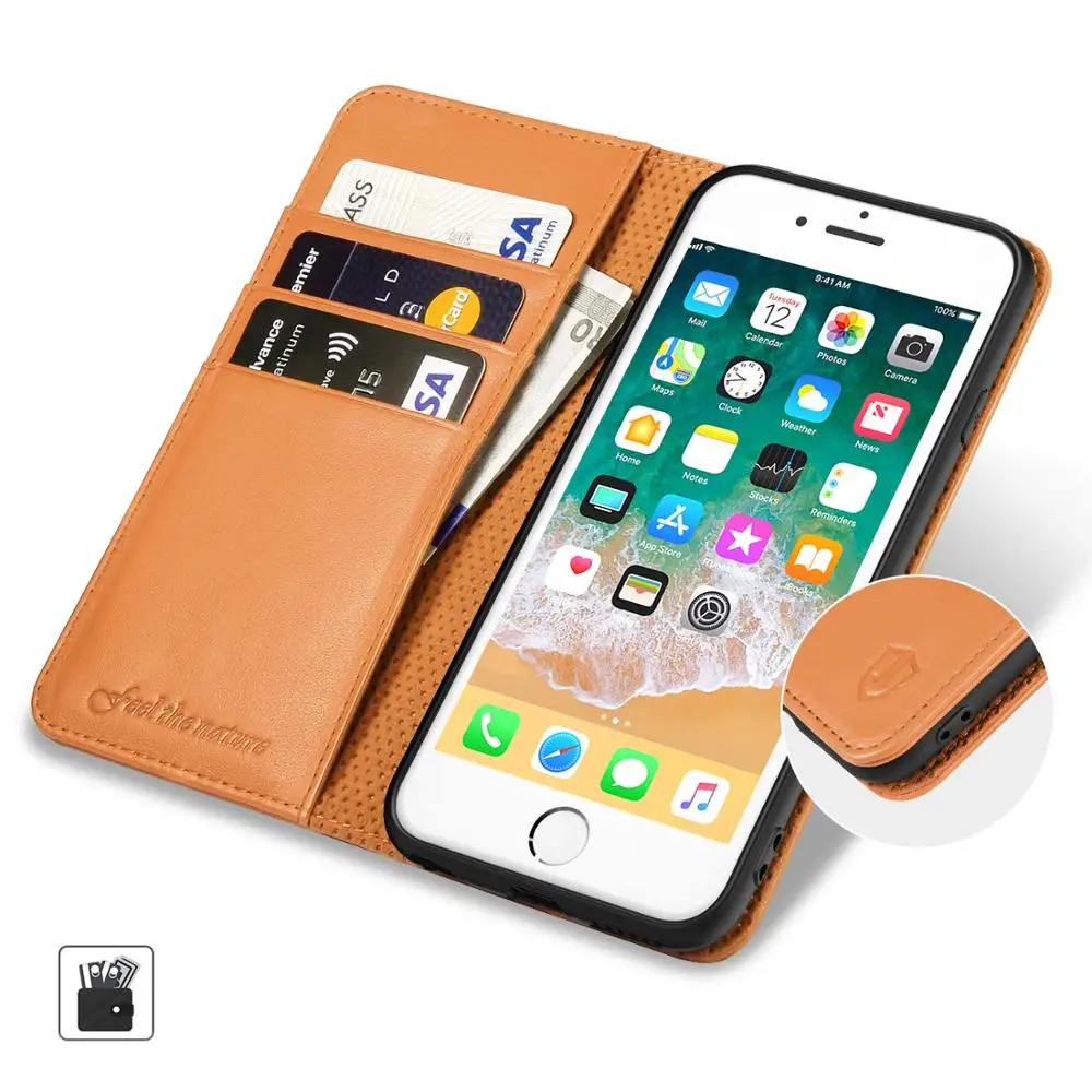 SHIELDON бумажник чехол для iPhone 6/6 S, 【натуральная кожа слоты для карт Kickstand ID визитница флип чехол для iPhone 6/6S