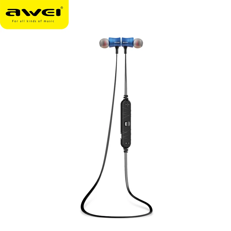 AWEI, беспроводные наушники, Bluetooth, наушники для iPhone, huawei, Спортивная гарнитура с микрофоном, басовые наушники, наушники, fone de ouvido - Цвет: Blue