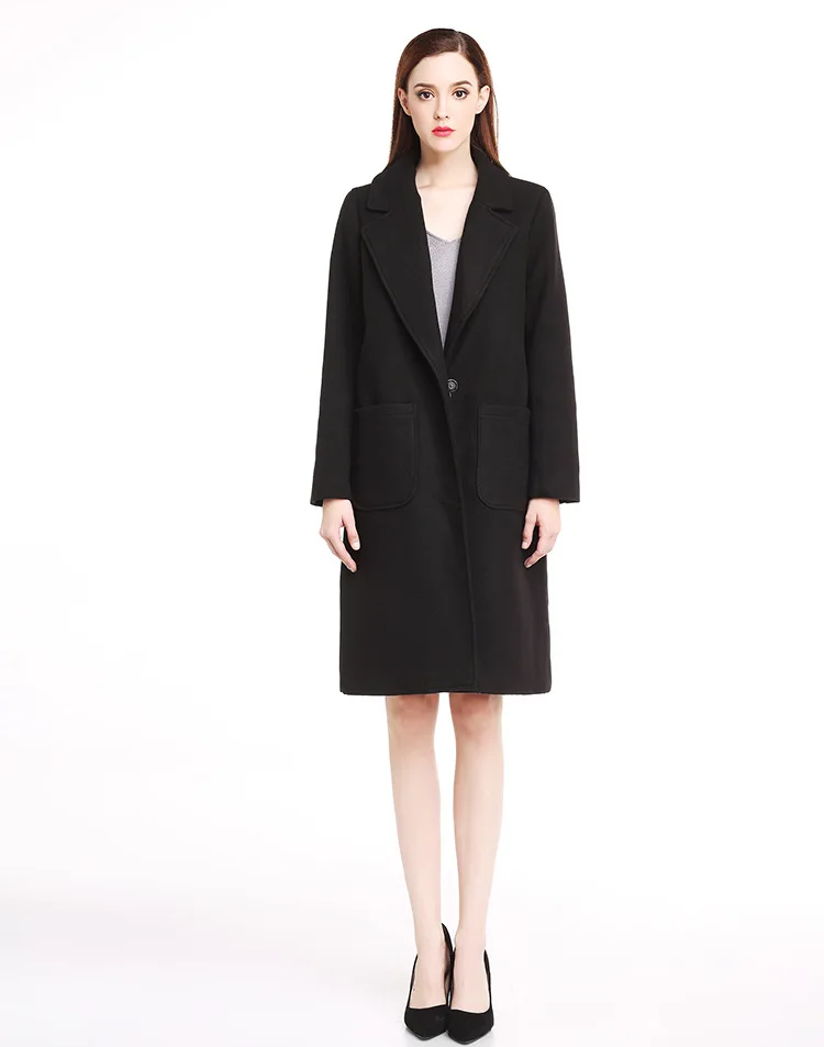 Женское шерстяное пальто стильное Брендовое большого размера длиной 100 кг для