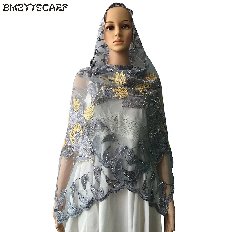 2018 новый африканский шарфы мусульманский embdroidery женщины чистая небольшой шарф