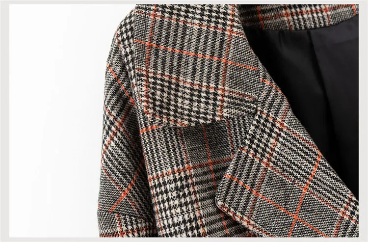 Большие размеры, XXL-5XL, Осень-зима, Женские клетчатые блейзеры, куртка, свободная верхняя одежда, Женские повседневные топы, клетчатый костюм, пальто, большой размер, G227