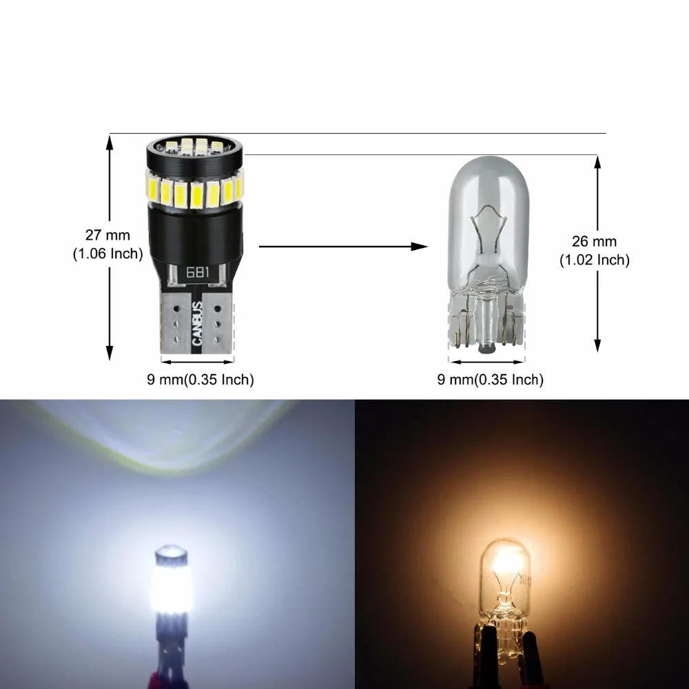 AGLINT 10 шт. T10 светодиодный Canbus 921 168 2825 W5W 3014SMD 24Chipsets Сменные лампы для автомобиля
