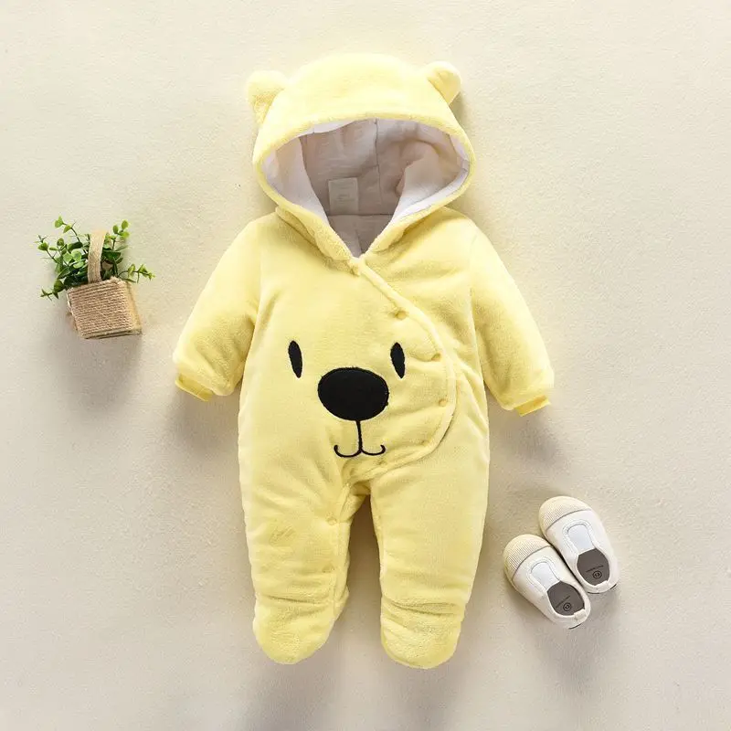 yellow 1 Г. Флисовый комбинезон для новорожденных с милыми животными зимняя хлопковая одежда для новорожденных Ползунки для младенцев - Цвет: yellow 1