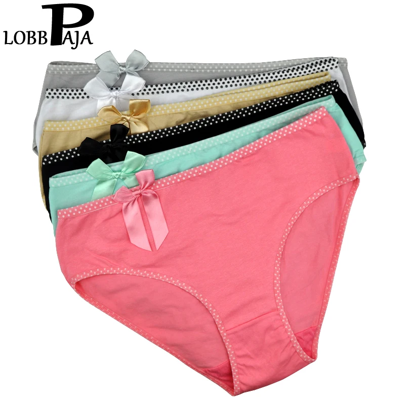6 шт./упаковка женские хлопковые трусы-брифы с бантиком | Женская одежда