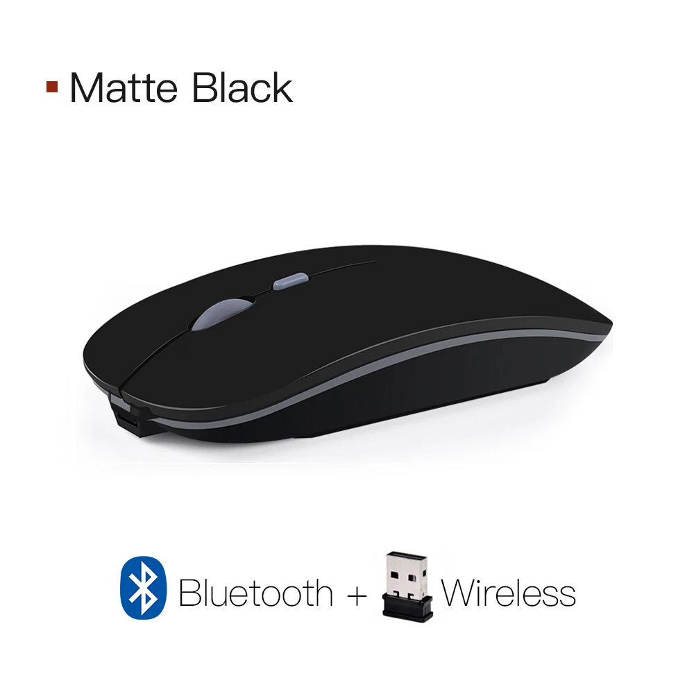 bluetooth Black Беспроводная мышь, Bluetooth мышь, бесшумная компьютерная мышь, перезаряжаемая USB Mause, эргономичные Беспроводные мыши, оптические мыши для ноутбука, ПК - Цвет: bluetooth Black