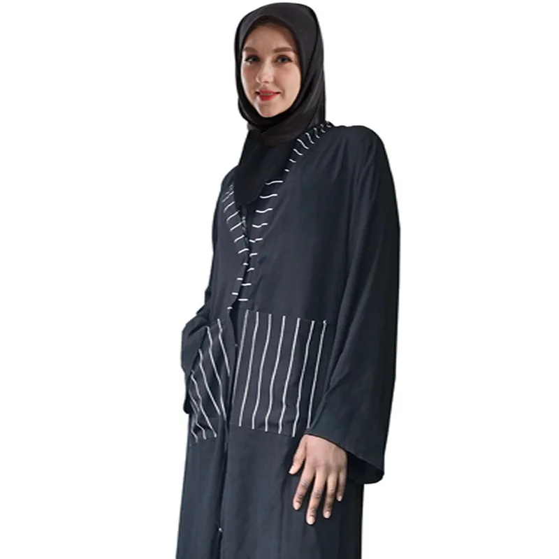 Новинка мусульманский женский кардиган исламский халат Eid al-Fitr Полосатое