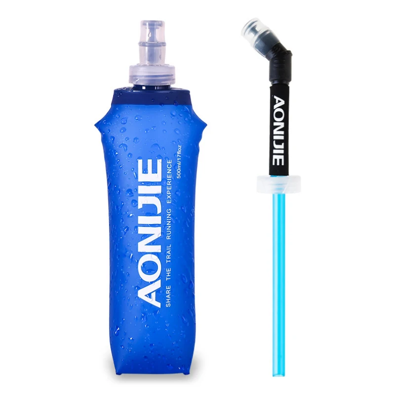 500ml with straw AONIJIE бегущий спортивный велосипед мягкая вода для бутылки Складная термополиуретановая мягкая фляжка для воды с длинной соломенной сумкой - Цвет: 500ml with straw
