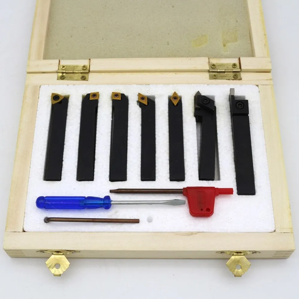 7Pcs Titanium-plated Cutter Head Set 10MM Gold Turning Tool Practical Indexable Multifunction Heads Carbide | Инструменты