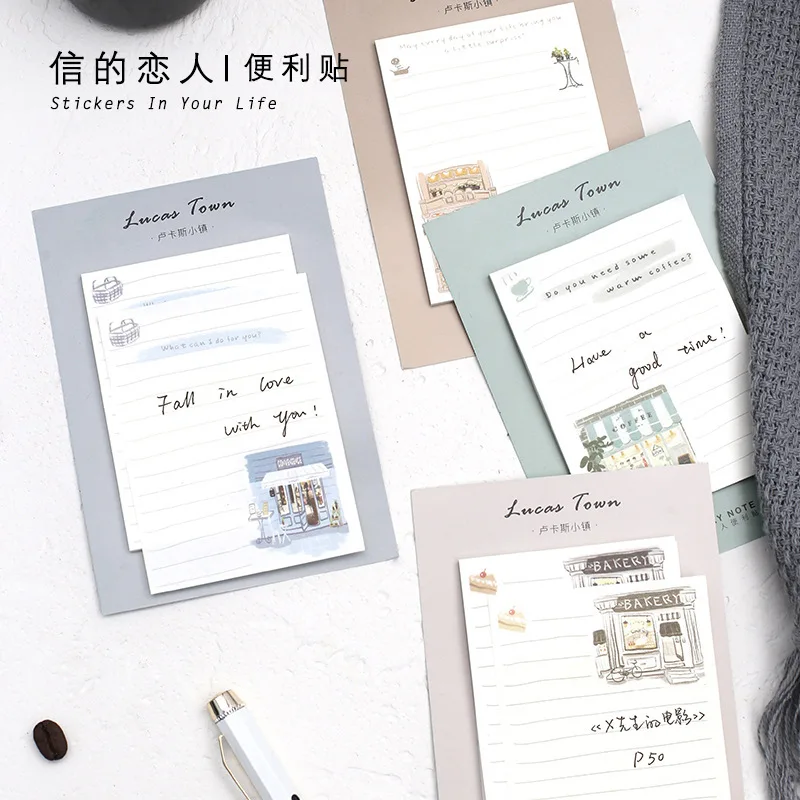 TUNACOCO 30 листов Lucas Town Sticky Note блокнот стикер для украшения офиса школьные