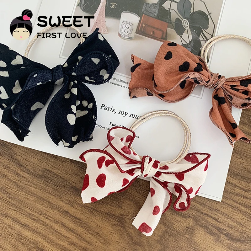 Корейские Новые тканевые резинки для волос в горошек с большим бантом женщин и