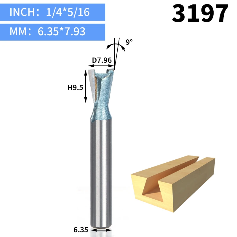 3197 HUHAO 1 шт. 1/" 1/4" хвостовик промышленного класса резец древесины ласточкин хвост фрезы для дерева Вольфрам Гравировка инструмент Фрезерный резак - Длина режущей кромки: 3197