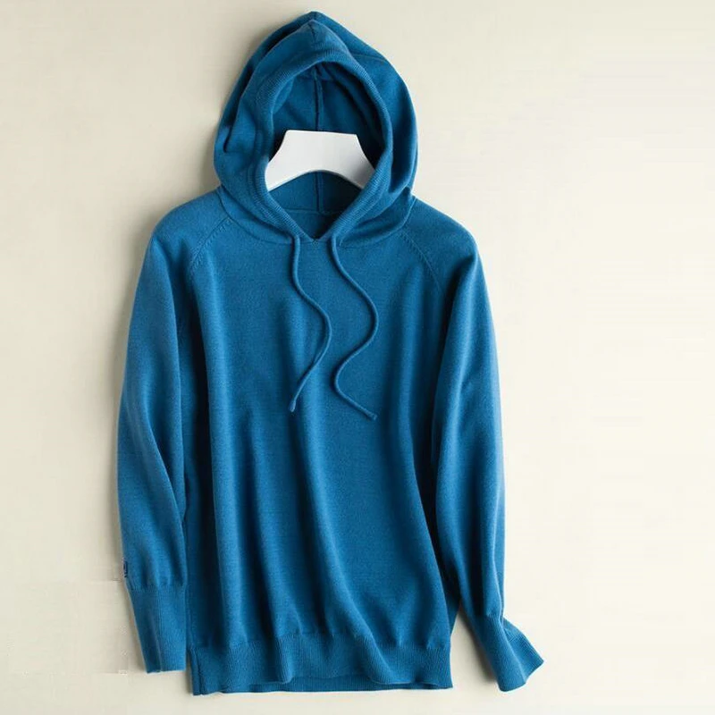 denim blue Tangada вязаная толстовка с капюшоном свитер с капюшоном джемпер с капюшоном теплый свитер теплый свитшот теплая толстовка вязаная толстовка с капюшоном желтая толстовка белая толстовка худи AQJ01 - Цвет: denim blue