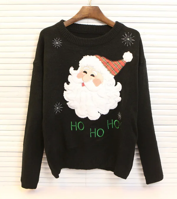 Summer and winter 2019 hot style Europe the United States Santa Claus head sweater | Женская одежда