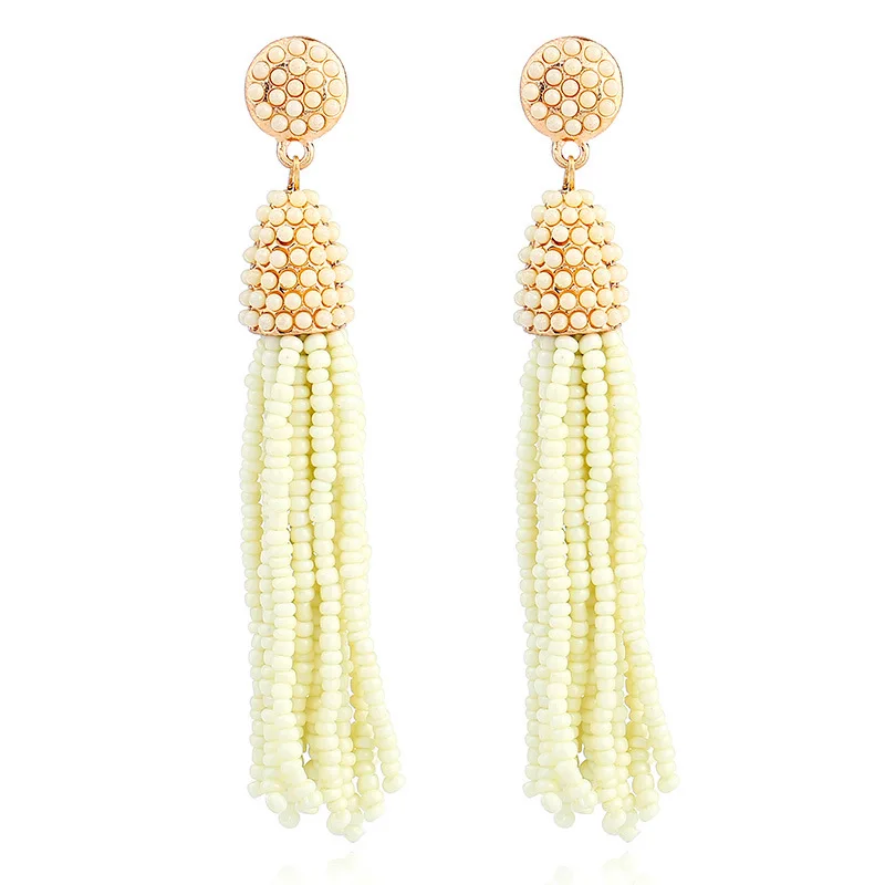 1 pairs Seed Beads Long Tassel Earrings Handmade Weaving Drop | Украшения и аксессуары