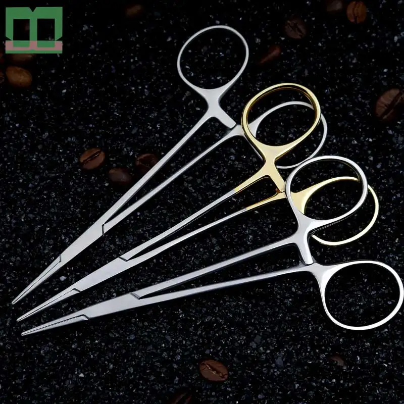 Haemostatic pinps нержавеющая сталь прямая ручка изогнутая головка золотая