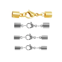 5pcslot lobster clasp stainless steel clasps goldsilver tone buckle leather cord lock for diy leather bracelet jewelry making