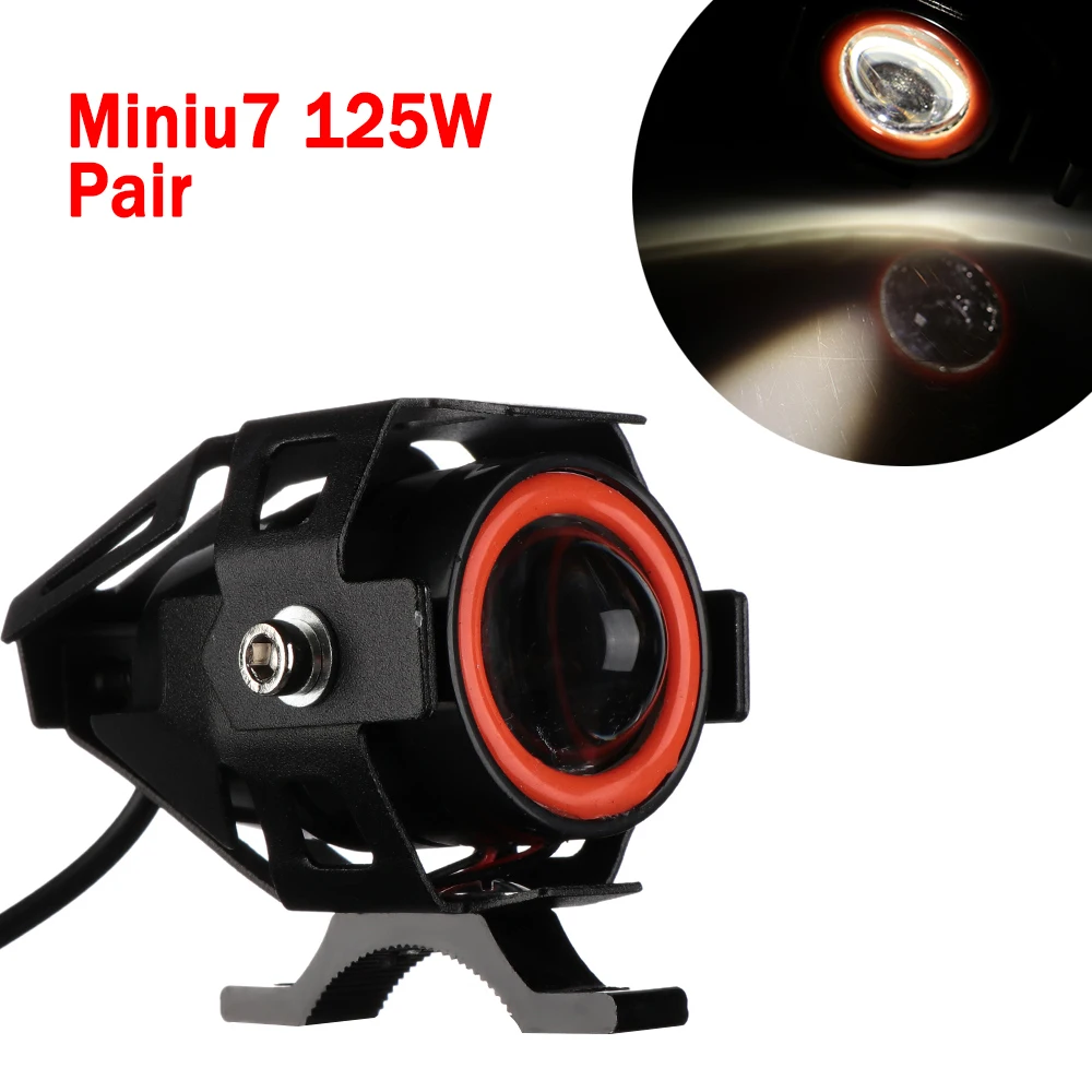 2 шт 125W 12 V-80 V Мини U7 Ангельские глазки светильник Мотоцикл головной светильник 2500Lm светодиодный противотуманный автомобильный Точечный светильник+ переключатель декоративные светильники