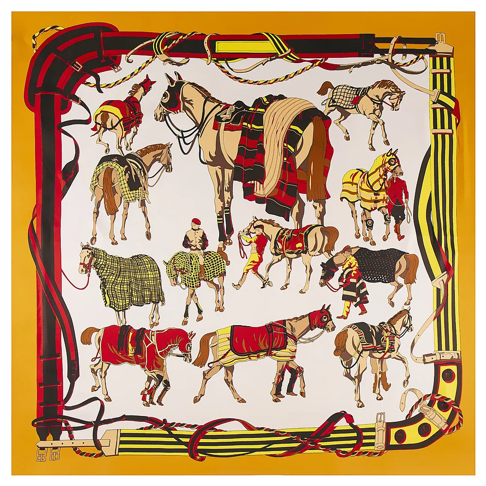 

Luxury Brand 100% Twill Silk Scarf for Women Fashion Horse Print Square Shawls Wraps 130*130cm Large Gift Scarves for Ladies