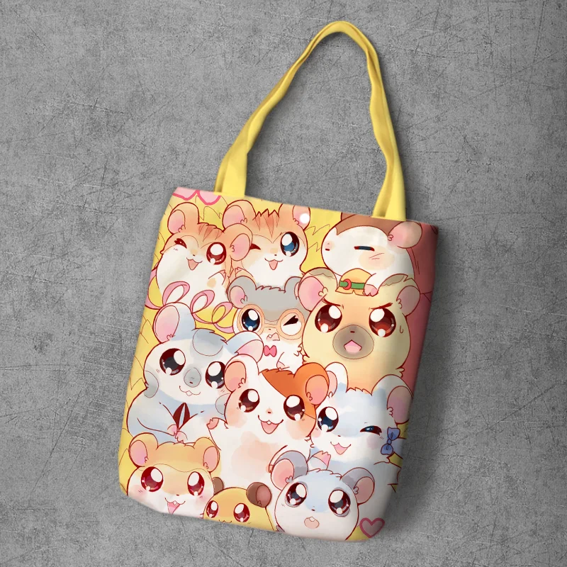 Hamtaro, мультяшная Студенческая сумка для покупок из рециркулированного брезента, большая емкость, настраиваемая Сумка-тоут, модная женская Повседневная сумка на плечо