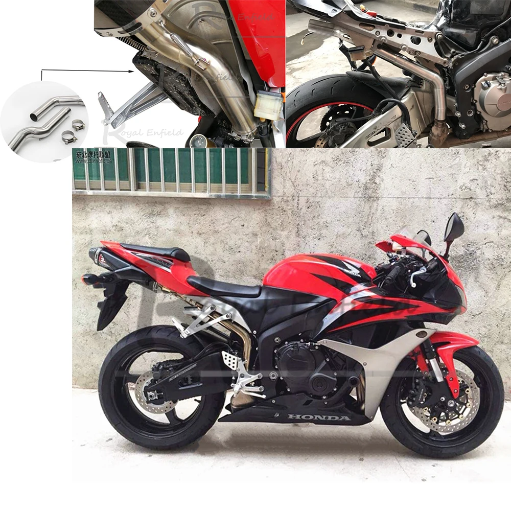 Мотоцикл выхлопной для HONDA CBR600RR F5 2005- CBR 600RR F 5 мотоцикл среднего звенья трубы без круглых 51 мм Глушитель
