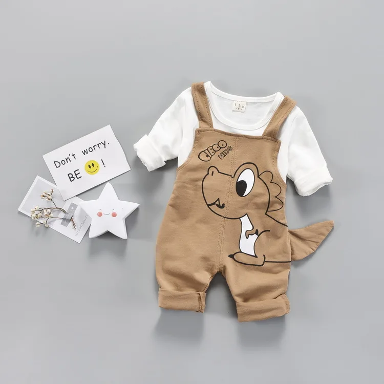 Children's Clothing 2019 Star Costume Generation Dinosaur Bib Cotton Long-sleeved Fashion Boy | Детская одежда и обувь