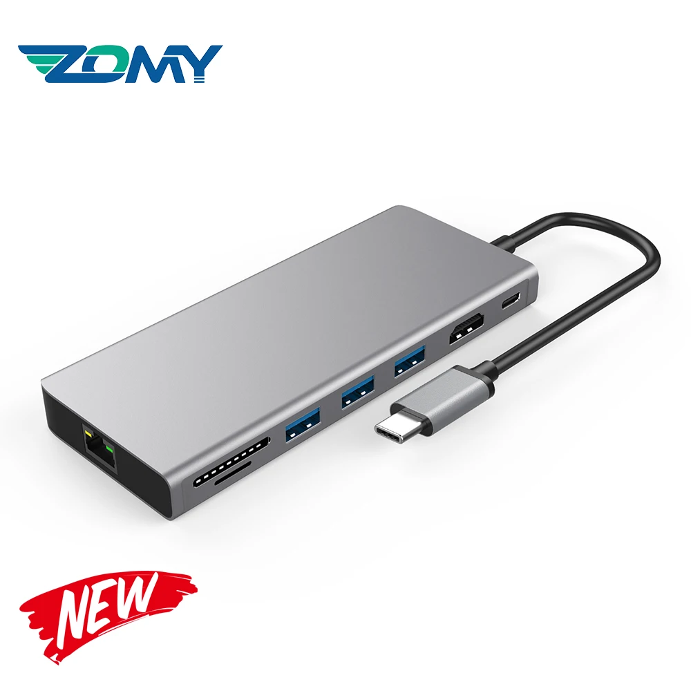 Zomy aluminum portable usb 3.1 HUB multiport USB-C to HDMI+USB 3.0+RJ45+PD+SD/TF 8 ports docking station for laptop MacBook | Компьютеры и