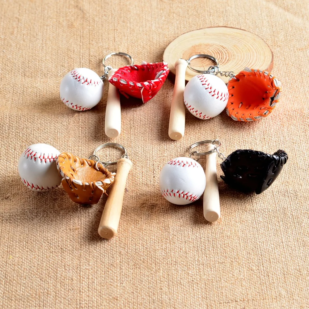 

25pcs/lot Alloy Key Chains Baseball Bat Ball Mitt Sports Multiple Color Casual Sporty Style Men Women Teenager KeyRing KeyChain