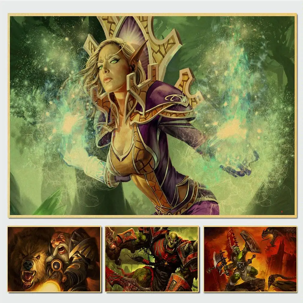 World of Warcraft ретро постер винтажный высокое качество печать рисунок ядро декоративная живопись общежития украшение квартиры