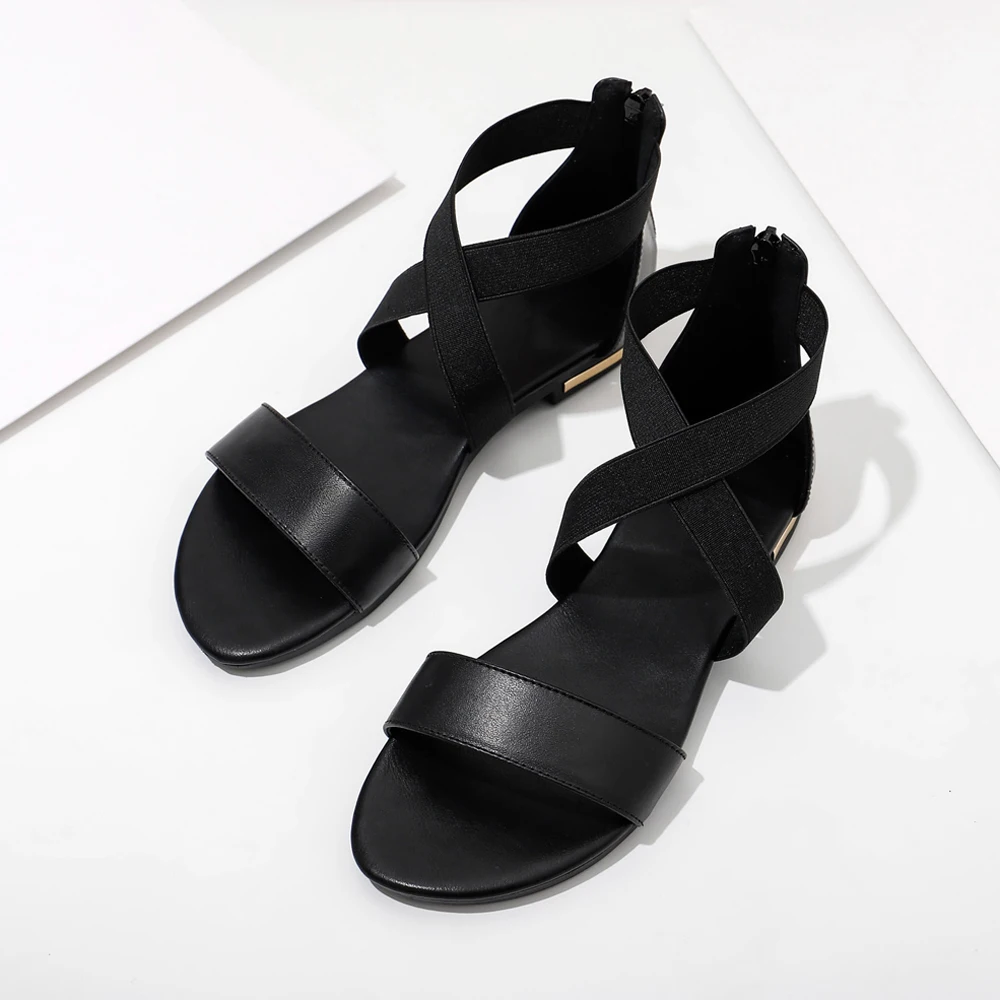 Женские летние босоножки на молнии с перекрестной шнуровкой | Обувь