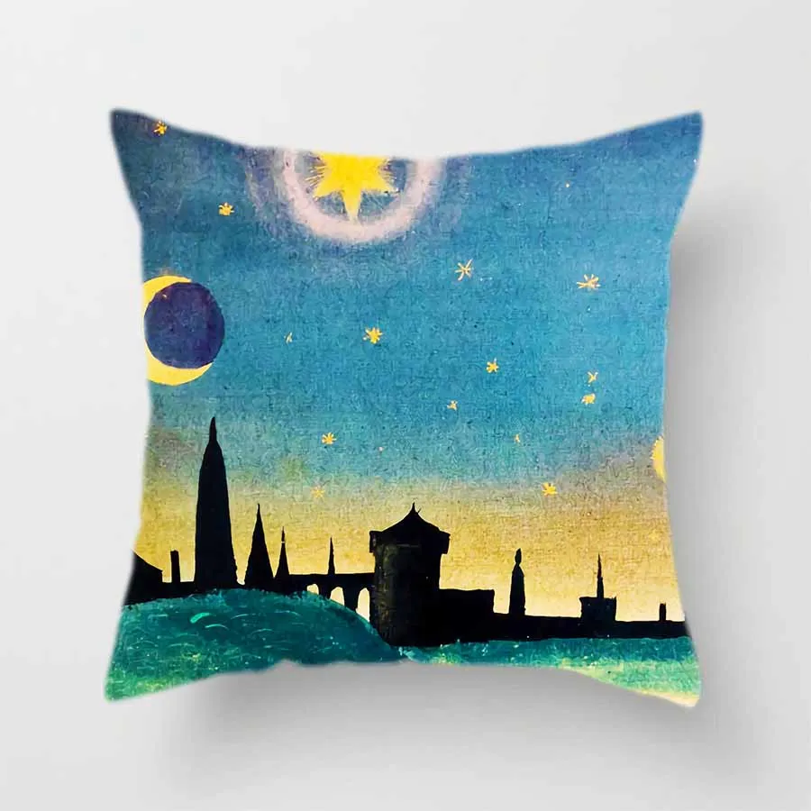 Чехол для подушки в стиле ретро с Луной и звездами солнцем из полиэстера