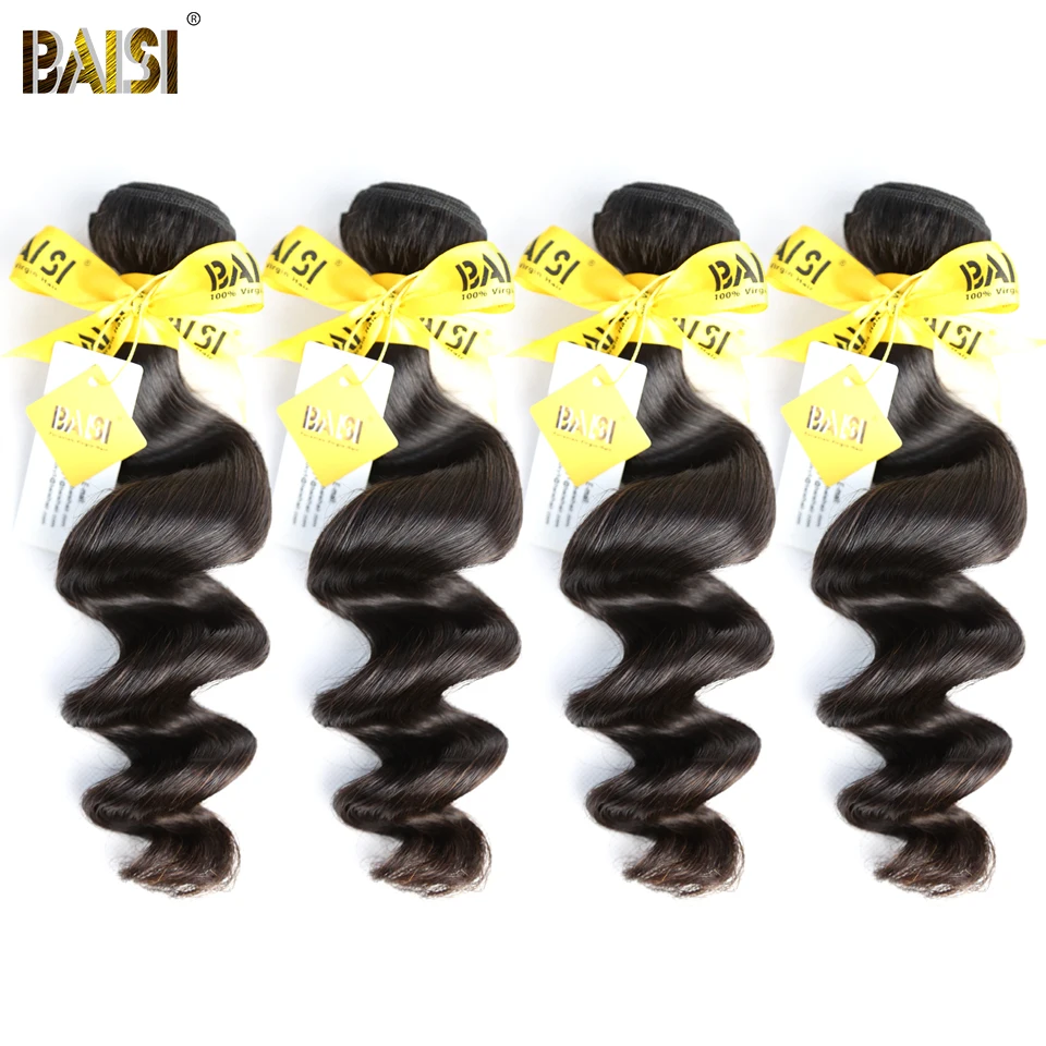 BAISI Hair необработанные человеческие волосы перуанское неплотное переплетение волос Плетение 10A натуральные волосы 4 пучка