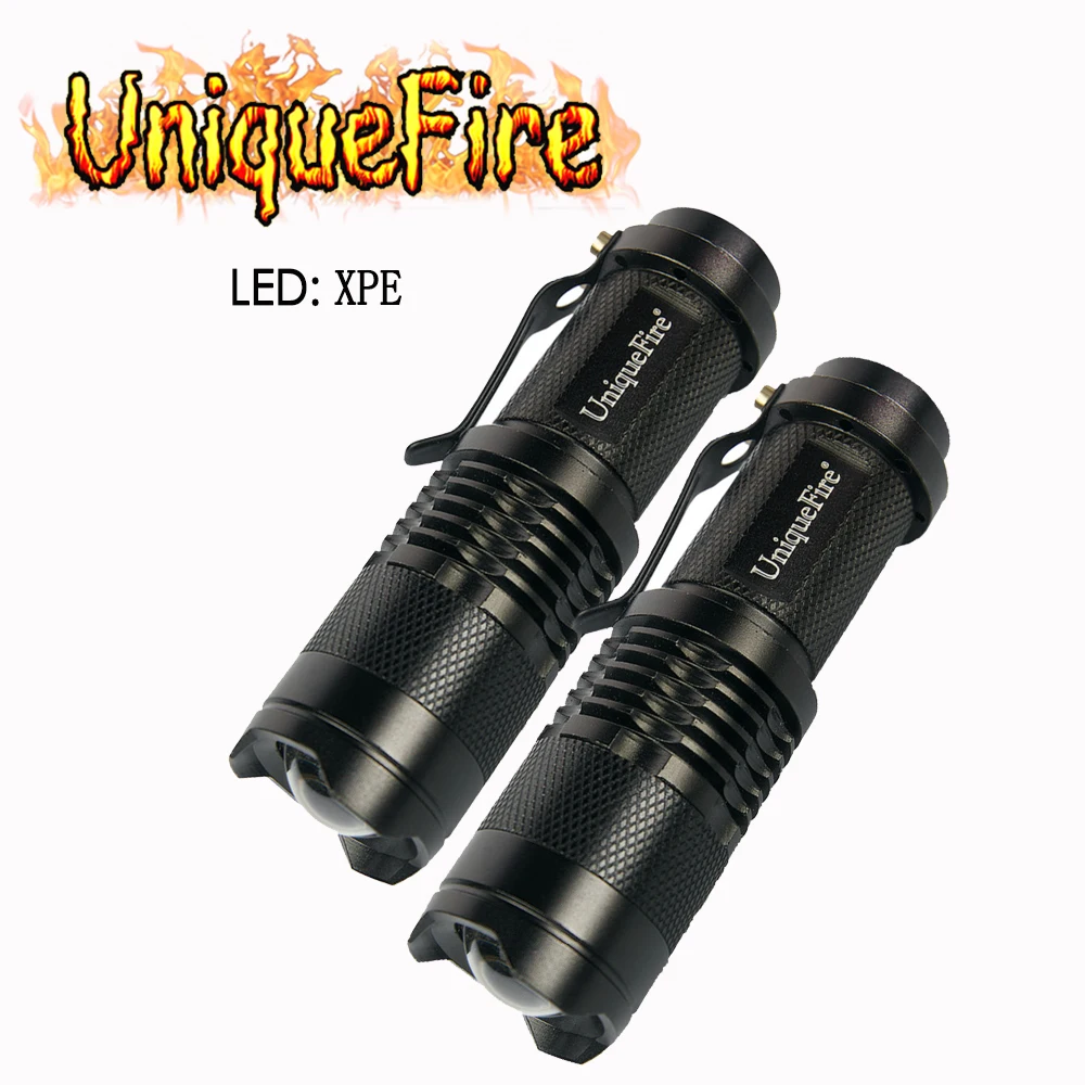 

UniqueFire SK68 XPE 2 Pcs/Lot Mini Flashlight High Quality Adjustable Focus Zoomable Waterproof 3 Modes Camping Use