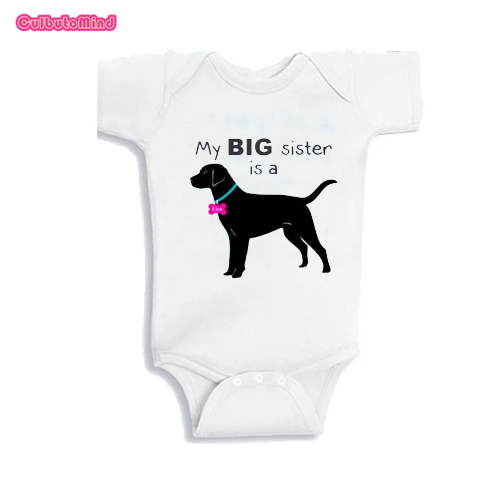 My Big Sister/Brother/friend is a Black Lab/Милая Одежда для маленьких мальчиков и девочек белая