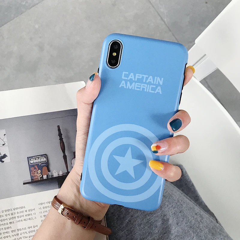 Marvel Мстители Капитан Америка щит супер герой чехол для iPhone 6 6s 7 8 Plus X 10 XS Max XR