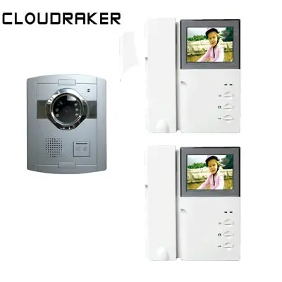 Белый CLOUDRAKER Проводная видеодомофон 2x4,3 дюймов мониторы с 1x видео дверная камера телефон ИК Ночное Видение разблокировать - Цвет: Белый