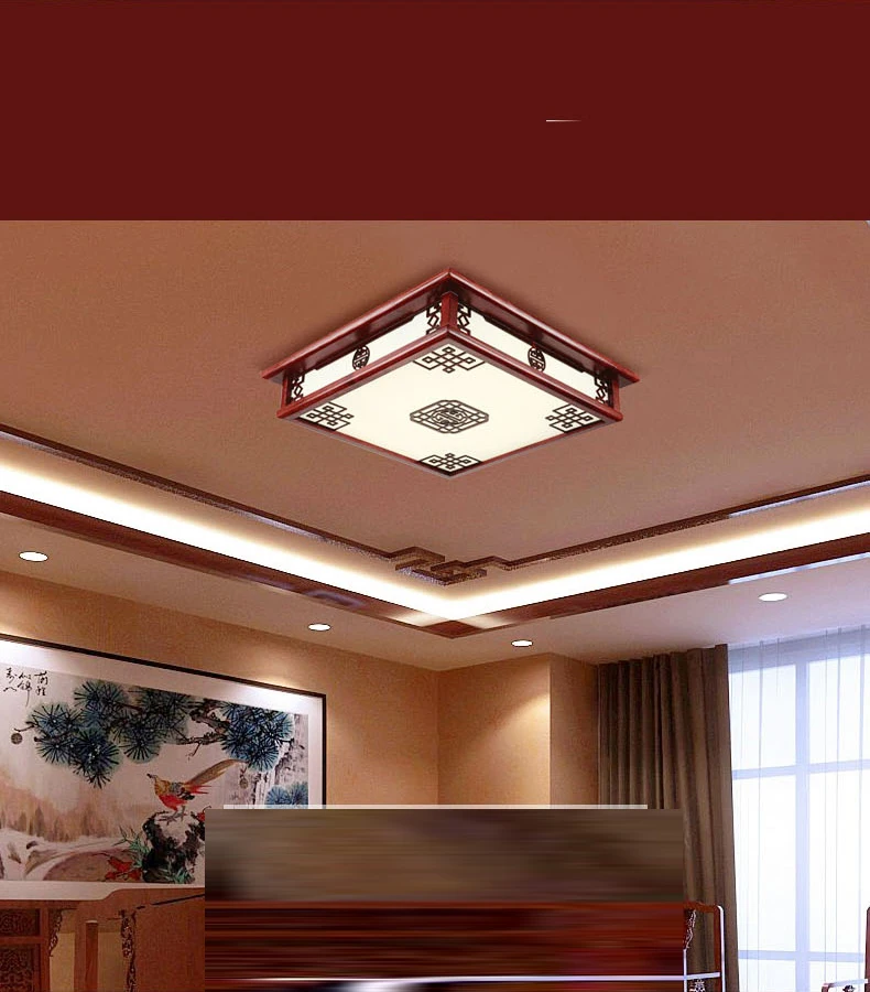 Потолочная лампа из твердой древесины в китайском стиле для гостиной спальни