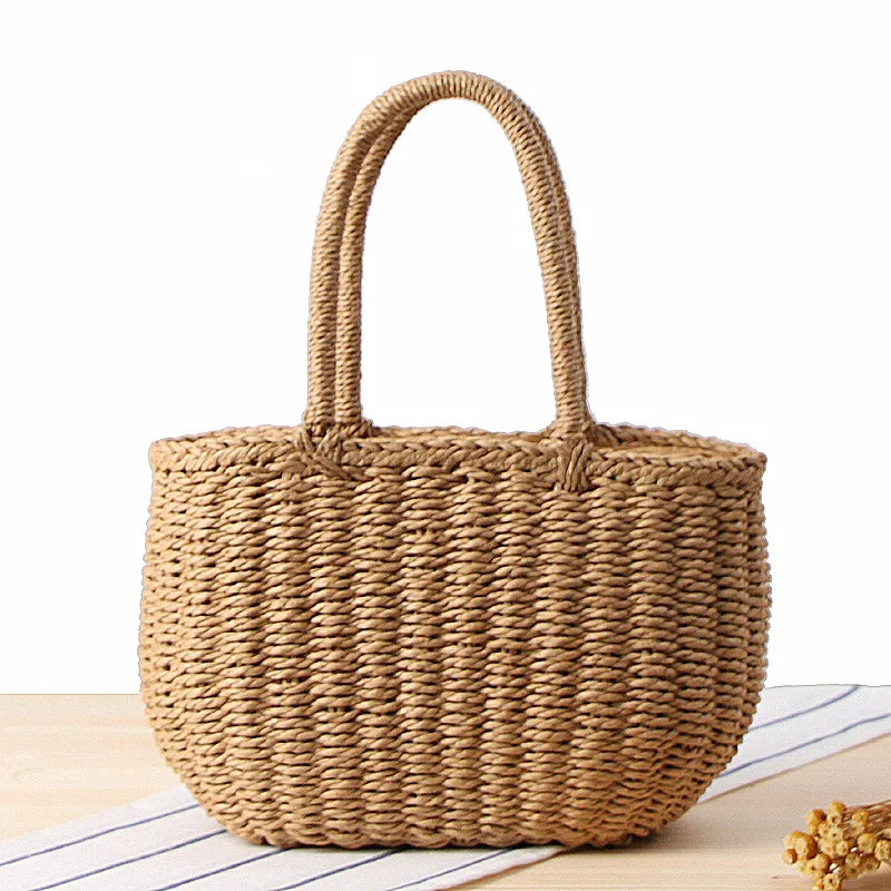 Модная летняя пляжная сумка ручной работы сумка-корзина из ротанга Женская
