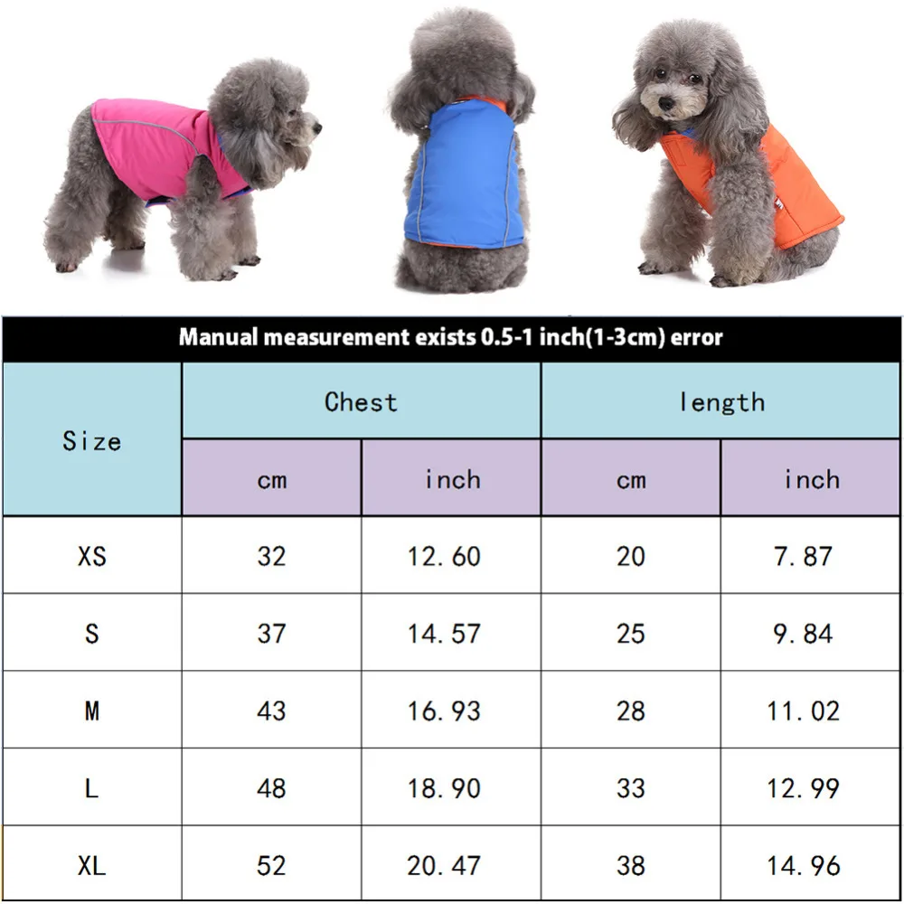 Двусторонняя одежда для домашних животных собак холодной погоды с флисовой