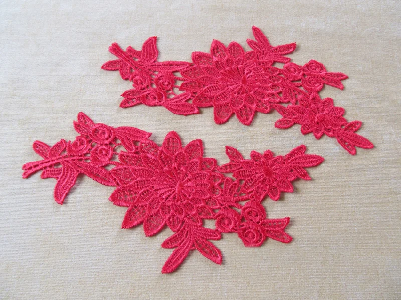 2Pairs 10*22cm Off white Red Black Wedding Dresses Lace Applique Accessories Embroidered Appliques Fabric | Дом и сад