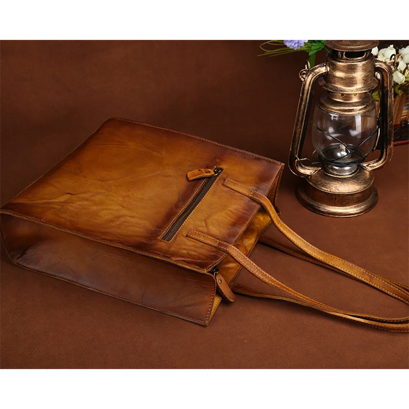 Изготовленная из первого слоя воловьей кожи сумка для женщин винтажная