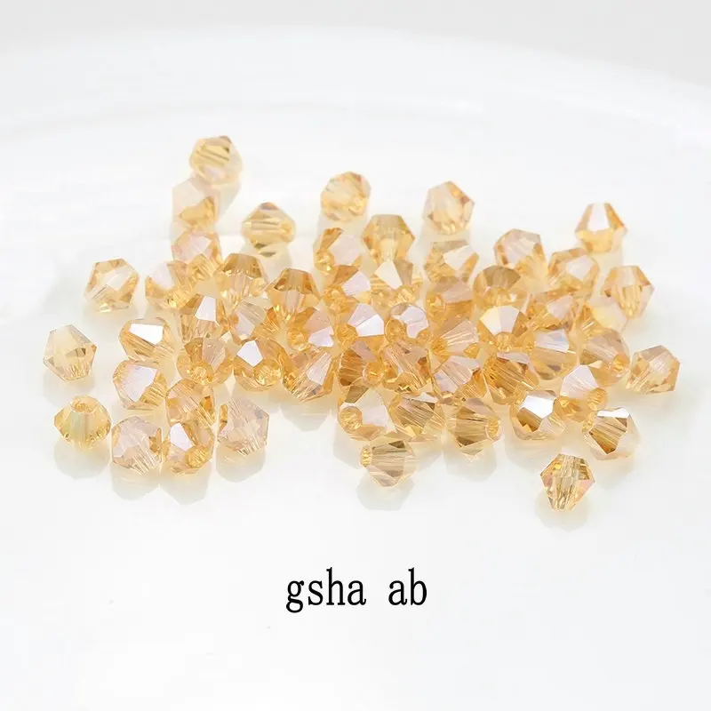 Купите 1 и получите 1 бесплатно 4 мм блестящие хрустальные бусины Bicone Beads стеклянные бусины Свободные разделительные бусины - Цвет: gsha ab